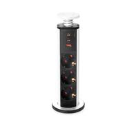 EMUCA Tour de prises rétractable EMLCA - 3 Schuko + 1 USB-A + 2 USB-C - Blanc - 1,8 m