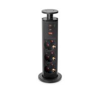 Emuca Tour multiprise escamotable - 3 prises Schuko + 1 USB-A + 2 USB-C - Noir