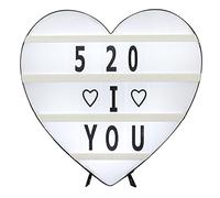 EMUKOEP Caisson Lumineux LED Noir en Forme de Cœur avec Autocollants Alphabet Colorés pour Fêtes et événements