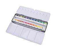 EMUKOEP Ensemble de Peinture à L'eau, Kit D'aquarelle Professionnel Solide dans une Boîte en Fer pour étudiants Artistes (24 couleurs)