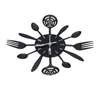EMUKOEP Horloge Murale élégante en Forme de Cuillère et Fourchette, Décoration Haut de Gamme pour Salon, Chambre à Coucher, Bureau, ABS, Acier Inoxydable, 14.4 Pouces
