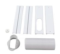 EMUKOEP Kit d’étanchéité fenêtre pour climatiseur portable, 4 plaques PVC ABS réglables avec adaptateur universel pour tuyau 130 mm et 150 mm, fenêtres coulissantes intérieur extérieur