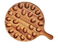 EMUKOEP Plateau D'œufs Farcis Double Face en Bois D' 24 Trous avec Poignée et Trou de Suspension pour Planche de Charcuterie, Apéritif, Fromage, Dessert (42x31x1,5 cm/16,5x12,2x0,6 pouces)