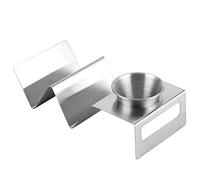EMUKOEP Support à Tacos en Acier Inoxydable avec Saucière Amovible, Support de Plateau à Tacos Sûr et Durable pour Servir de Délicieux , à de 8,0 X 3,9 X 2,0 Pouces pour les Amateurs de , Argent