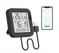 eMylo Thermomètre Hygromètre WiFi, Écran 24 h, Télécommande IR Universelle | 2 en 1 capteur temp./humidité + IR universel; écran 24 h; temp. 0-60 °C; humidité 0-99 % HR; WiFi 2,4 GHz; IR 10 m