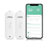 eMylo Thermometre Wifi, Hygrometre Connecté avec Alarme Intelligente, Stockage Exportation Gratuite de Données et Fonctions D'étalonnage, Compatible avec Smart Life, Blanc 2 Pièce
