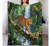 EMYXPAQM Couverture Polaire Flanelle Motif Chat Bengal, Plaid De Canapé Perroquet de la Forêt Tropicale, Confortable Moelleuse Cadeau pour Garçon Et Enfant 40x50inch(100x130cm)
