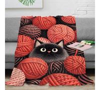 EMYXPAQM Couverture Polaire Motif De Chaton Plaid Canapé Imprimé De Boule de Laine Chaton, Ultra Douce, Moelleuse Et Chaude, Cadeau pour Bébé, Anniversaire 80x90inch(200x230cm)