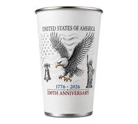 En Acier Inoxydable | 500 Ml Gobelet Couleur Changeante 250e Anniversaire | Mug blanc rouge bleu activé par le froid | Pour La Célébration Du Jour De L'Indépendance Bureau Voyage Extérieur Fête Rassem