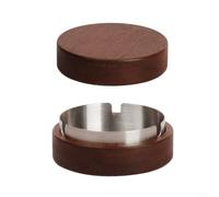 En bois avec couvercle, doublure en acier inoxydable, support coupe-vent, plateau intérieur amovible de grande capacité pour un nettoyage facile, accessoire d'extérieur (argent)