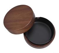 En bois, avec couvercle et doublure en acier inoxydable, doublure intérieure amovible, coupe-vent, pour une utilisation en intérieur ou en extérieur (noir)