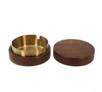 En bois avec couvercle et doublure en acier inoxydable, support coupe-vent pour terrasse extérieure, grande capacité, plateau facile à nettoyer, marron (doré)
