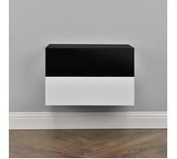 [en.casa]® 2 étagères murales pour chambre à coucher avec 2 tiroirs - blanc et noir laqué - 46x30x15cm