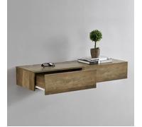 [en.casa]® 2 étagères murales pour chambre à coucher avec 2 tiroirs - bois - 46x30x15cm