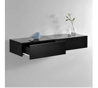 [en.casa]® 2 étagères murales pour chambre à coucher avec 2 tiroirs - noir laqué - 46x30x15cm