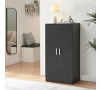[en.casa] Armoire à Chaussures avec 2 Portes et 7 Étagères Meuble de Rangement Porte-Chaussures Stockage pour 14 Paires Entrée Chambre Couloir Panneau de Particules 108 x 55 x 35 cm Noir
