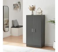 [en.casa] Armoire à Chaussures avec 2 Portes et 7 Étagères Meuble de Rangement Porte-Chaussures Stockage pour 14 Paires Entrée Chambre Couloir Panneau de Particules 108 x 55 x 35 cm Anthracite