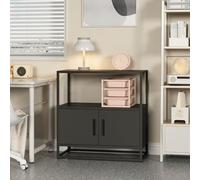 [en.casa] Armoire de Bureau Métallique avec 2 Portes et Étagère Supérieure Meuble de Rangement Casier Fermeture Magnétique pour Classeurs Documents Salon Entrée Acier 75 x 80 x 40 cm Noir