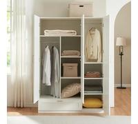 [en.casa] Armoire de Chambre avec 2 Barres de Penderie 7 étagères 1 tiroir Garde-Robe Placard Meuble de Rangement MDF 176 x 120 x 52 cm Blanc