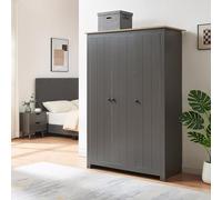 Armoire « Vasand » avec 3 portes, 2 tringles à vêtements et 3 compartiments 175 x 120 x 52 cm Gris/aspect chêne