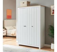 [en.casa] Armoire de Chambre avec 3 Portes et 3 Compartiments Meuble de Rangement 2 Tringles Pratiques pour Vêtements Chambre Panneau de Particules 175 x 120 x 52 cm Blanc Effet Chêne