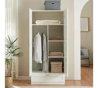 [en.casa] Armoire de Chambre avec Barre de Penderie 4 étagères 1 tiroir Garde-Robe Placard Meuble de Rangement MDF 176 x 80 x 52 cm Blanc