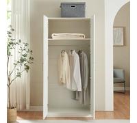 [en.casa] Armoire de Chambre avec Barre de Penderie avec Étagère Garde-Robe Placard Meuble de Rangement MDF 176 x 80 x 52 cm Blanc