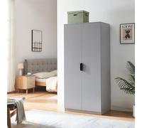 [en.casa] Armoire de Chambre avec Barre de Penderie Pratique et 1 Étagère Portant de Vêtements Style Moderne Meuble de Rangement 2 Portes pour Dressing Chambre MDF 176 x 80 x 52 cm Gris