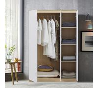 [en.casa] Armoire de Chambre Garde-Robe Moderne Meuble de Rangement avec Barre de Penderie et 4 Étagères Placard pour Dressing MDF 176 x 120 x 52 cm Effet Chêne Blanc