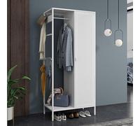 [en.casa] Armoire de Chambre Style Industriel avec Porte et 4 Étagères Portant de Vêtements Meuble de Rangement pour Dressing Chambre Salon Entrée Acier 180 x 80 x 45 cm Blanc