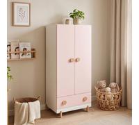 Armoire pour enfants "Vaarentaa" avec tiroir, dimensions : 126 x 60 x 41 cm, couleur : blanc / rose bonbon