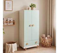 Armoire pour enfants "Vaarentaa" avec tiroir, dimensions : 126 x 60 x 41 cm, couleur : blanc / vert menthe