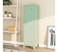 [en.casa] Armoire Métallique à Casiers Vestiaire 3 Compartiments Meuble de Rangement Vérouillable avec Fentes d'Aération Stable pour Chambre Entrée Bureau Acier 137 x 38 x 38 cm Vert Pastel
