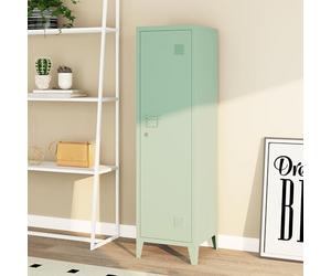 [en.casa] Armoire Métallique à Casiers Vestiaire 3 Compartiments Meuble de Rangement Vérouillable avec Fentes d'Aération Stable pour Chambre Entrée Bureau Acier 137 x 38 x 38 cm Vert Pastel