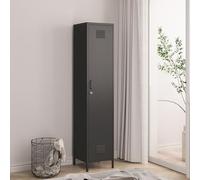 [en.casa] Armoire Métallique Vestiaire Casier avec Fentes d'Aération Barre de Penderie Meuble de Rangement Style Industriel pour Chambre Bureau Atelier Acier 180 x 38 x 38 cm Noir Mat