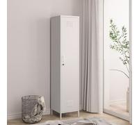 [en.casa] Armoire Métallique Vestiaire Casier avec Fentes d'Aération Barre de Penderie Meuble de Rangement Style Industriel pour Chambre Bureau Atelier Acier 180 x 38 x 38 cm Blanc