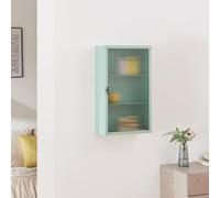 [en.casa] Armoire Murale Polyvalente avec 1 Porte en Verre Strié et 2 Étagères Meuble de Rangement Moderne Stockage pour Salon Salle de Bain Entrée Cuisine Acier 60 x 35 x 15 cm Vert Menthe