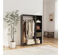 [en.casa] Armoire Nesbyen 126 x 90 x 30 cm avec 4 Compartiments Anthracite | Penderie, garde-robe, tringle à vêtements, espace de rangement ouvert, couloir, chambre à coucher