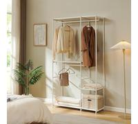 [en.casa] Armoire Ouverte Verdfjorg avec 3 Étagères 3 Barres de Penderie Portant à Vêtements Design Intemporel Moderne pour Chambre Dressing Stockage Rangement 200 x 110 x 40 cm Blanc