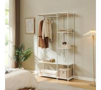 [en.casa] Armoire Ouverte Verdfjorg avec 5 Compartiments Barre de Penderie Portant à Vêtements Design Intemporel Moderne pour Chambre Dressing Stockage Rangement 200 x 110 x 40 cm Blanc