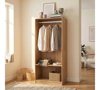 [en.casa] Armoire Ouverte Vippsaki avec Compartiment de Rangement Barre de Penderie Stockage Pratique pour Chambre Dressing Portant à Vêtements 200 x 80 x 50 cm Effet Chêne