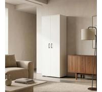 [en.casa] Armoire Polyvalente Chalvefted avec 2 Portes 175x60x35cm Blanc | 3 compartiment, 1 espace balais , articles ménagers, cuisine, salle de bains, chambre