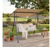Balançoire Hollywood « Satten » 3 places avec pare-soleil Structure en acier 173 x 119 x 153 cm Gris / Beige