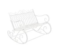 Banc à bascule Greenough 85x113x95cm Balançoire de jardin pour 2 personnes en style campagnard blanc métal [en.casa]