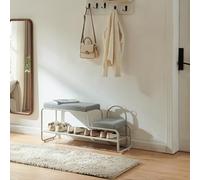 [en.casa] Banc à Chaussures Jässaatka avec Tabouret Enfant 100 x 32 x 46 cm Coussins Rembourrés Meuble de Rangement Confortable pour Entrée Chambre Couloir Dressing Acier Gris