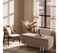 [en.casa] Banc de Rangement Coffre Bout de Lit Pouf Pliable Banquette Ottomane Tabouret Siège Repose-Pieds Meuble de Salon Chambre Couloir Bureau Velours 100 x 40 x 42 cm Marron