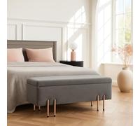 [en.casa] Banc de Rangement Coffre Bout de Lit Pouf Pliable Banquette Ottomane Tabouret Siège Repose-Pieds Meuble de Salon Chambre Couloir Bureau Velours 118 x 40 x 42 cm Gris