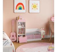 Banc pour enfant avec étagère Vipsali 100 x 99 x 30 cm blanc rose
