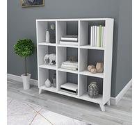 [en.casa] Bibliothèque à 9 Compartiments de Stockage Étagère Autoportante Meuble de Rangement pour Salon Cusine Entrée Panneau de Particules 100 x 88 x 20 cm Blanc
