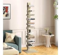 [en.casa] Bibliothèque Autoportante avec 10 Étagères pour CD DVD Livres Meuble de Rangement Polyvalente Design pour Salon Chambre Bureau Acier 150 x 39 x 39 cm Camel